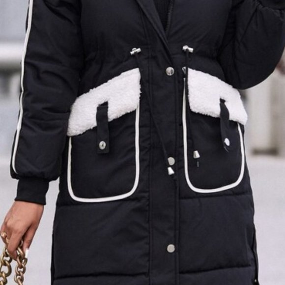 THE IT FACTOR Faux fur Trim Hooded Puffer Coat Bla - Picture 8 of 8